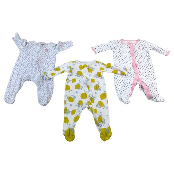 Lot of 3 Carter's Sleep & Play Sleeper Kids 3M Multi Floral Long Sleeve Back Zip - Picture 1 of 6